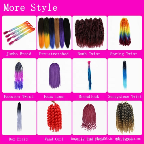 synthetic hair colored 30strands ombre spring twist curl hair weave crochet braid
